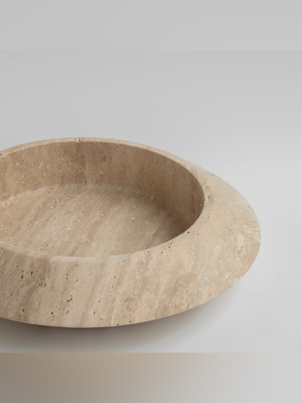 Travertine Eclipse Minimalist Handcrafted Decorative Stone Bowl - Picture 2 of 2
